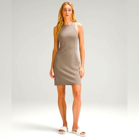 Lululemon Athletically Ribbed Softstreme Slim-Fit Tank Mini Skater Dress - Picture 1 of 9